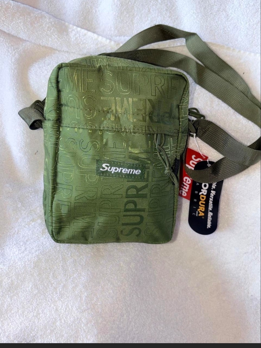 Supreme Olive Green Crossbody Shoulder Bag with Logo